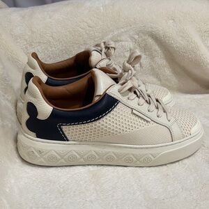 Tory Burch Navy and Cream Sneakers